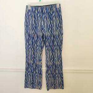 Maeve Anthropologie Margot Cropped Kick Flare Pants Sz XS Womens Blue White